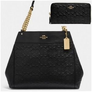 COACH SET Matching Designer Bag Wallet Signature